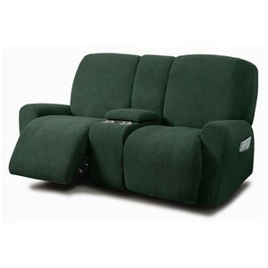 Loveseat with Console Recliner Cover-RETRO GREEN
